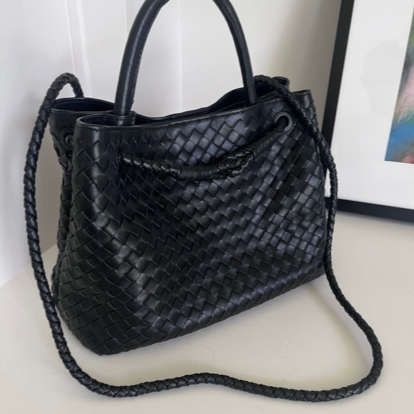 Black Genuine leather Woven Satchel Bag - Picture 5 of 13